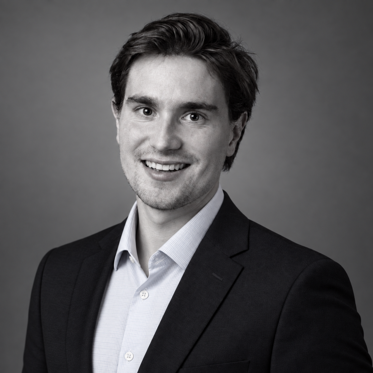 Black-and-white portrait of James Bell, founder of Next Step Ventures and The WaterWallet