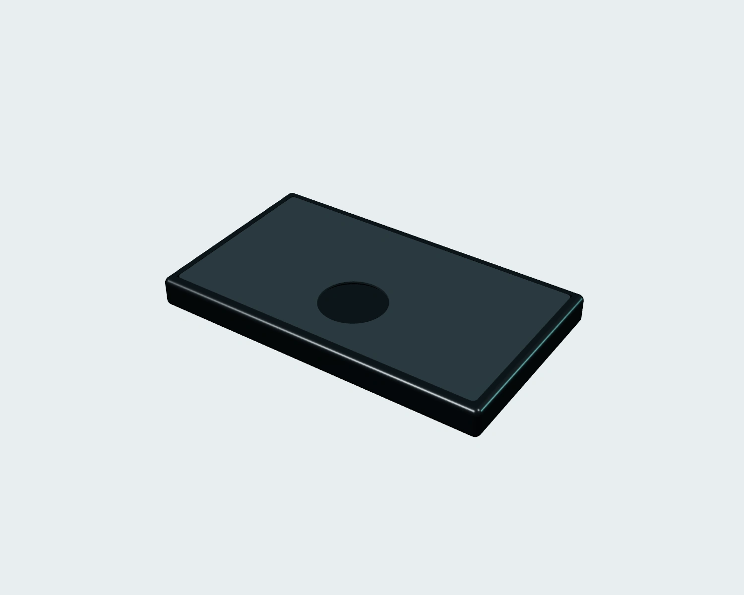 The WaterWallet closed, showing the smaller lid nested flush inside the lower shell